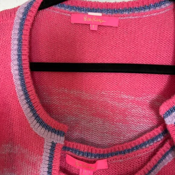 Lilly Pulitzer Purple / Pink Twin Sweater Set L EUC - Picture 2 of 2